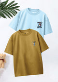 CODEZ Boys Pack Of 2 Oversize Drop Shoulder Printed Tshirts