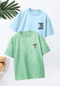 CODEZ Boys Pack Of 2 Oversize Drop Shoulder Printed Tshirts
