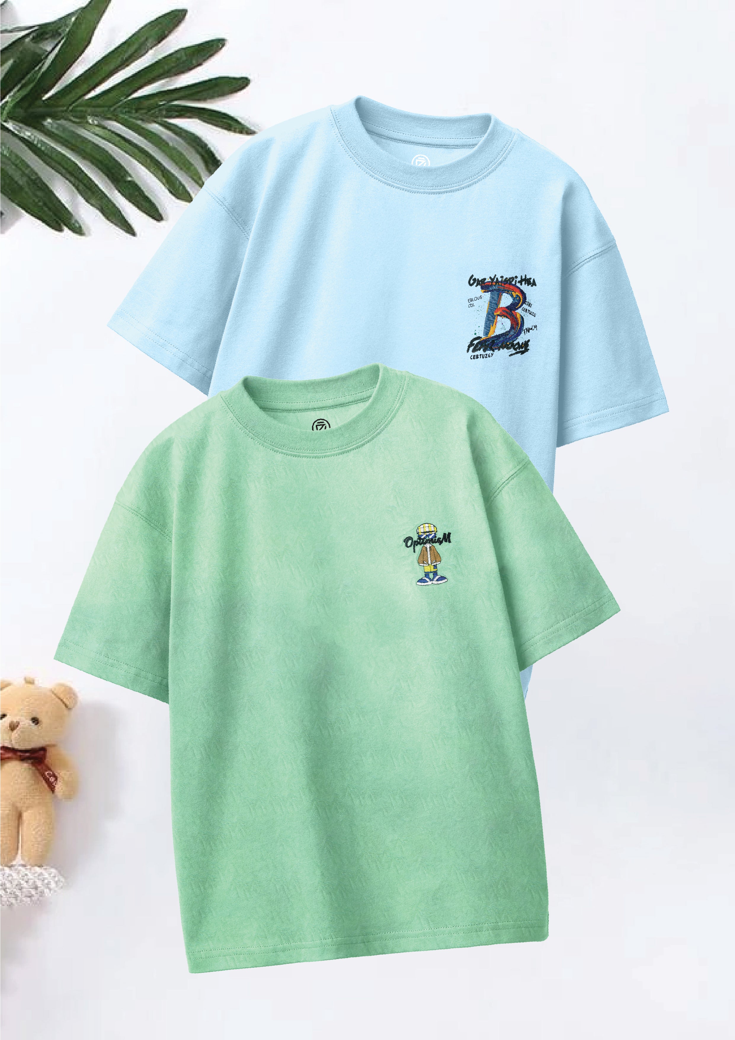 CODEZ Boys Pack Of 2 Oversize Drop Shoulder Printed Tshirts