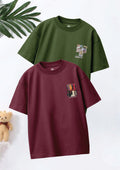 CODEZ Boys Pack Of 2 Oversize Drop Shoulder Printed Tshirts