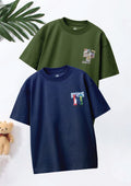 CODEZ Boys Pack Of 2 Oversize Drop Shoulder Printed Tshirts