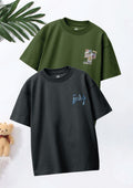 CODEZ Boys Pack Of 2 Oversize Drop Shoulder Printed Tshirts
