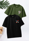 CODEZ Boys Pack Of 2 Oversize Drop Shoulder Printed Tshirts