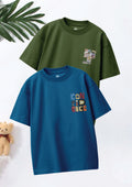 CODEZ Boys Pack Of 2 Oversize Drop Shoulder Printed Tshirts
