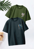 CODEZ Boys Pack Of 2 Oversize Drop Shoulder Printed Tshirts