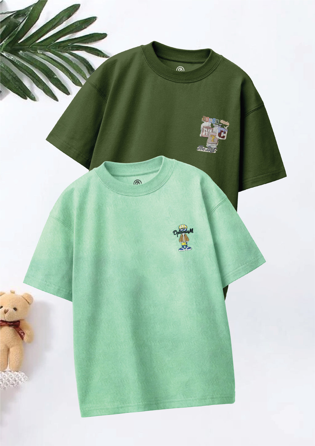 CODEZ Boys Pack Of 2 Oversize Drop Shoulder Printed Tshirts