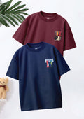 CODEZ Boys Pack Of 2 Oversize Drop Shoulder Printed Tshirts