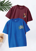 CODEZ Boys Pack Of 2 Oversize Drop Shoulder Printed Tshirts