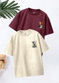 CODEZ Boys Pack Of 2 Oversize Drop Shoulder Printed Tshirts