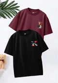 CODEZ Boys Pack Of 2 Oversize Drop Shoulder Printed Tshirts