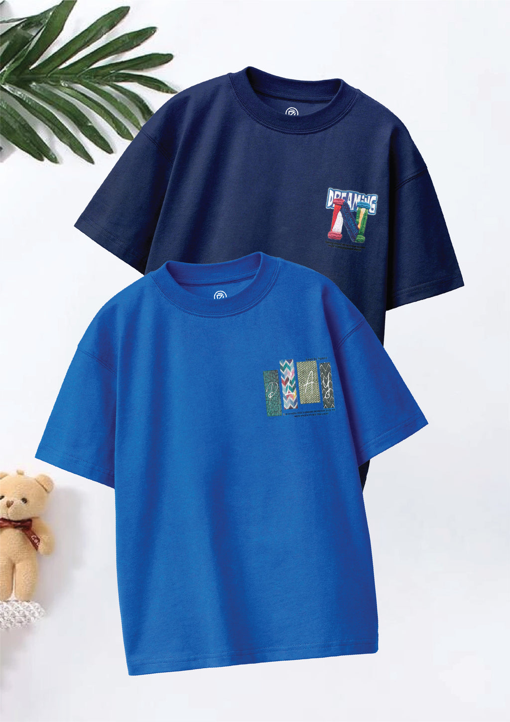 CODEZ Boys Pack Of 2 Oversize Drop Shoulder Printed Tshirts