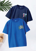 CODEZ Boys Pack Of 2 Oversize Drop Shoulder Printed Tshirts