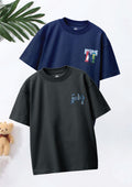 CODEZ Boys Pack Of 2 Oversize Drop Shoulder Printed Tshirts