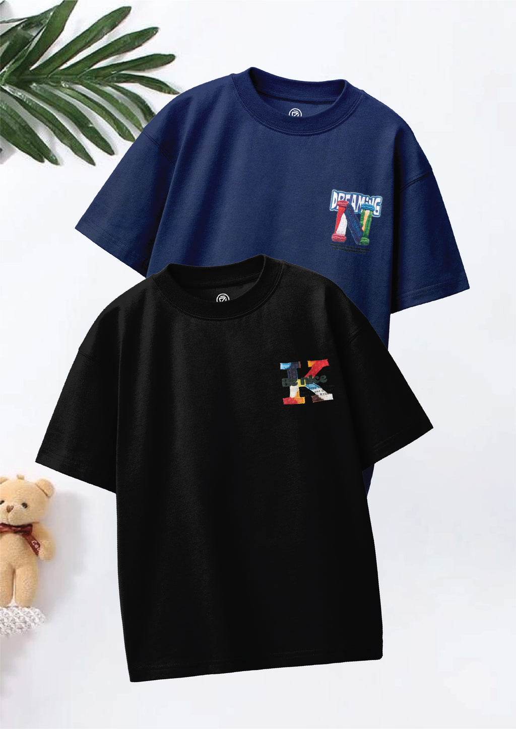 CODEZ Boys Pack Of 2 Oversize Drop Shoulder Printed Tshirts