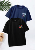 CODEZ Boys Pack Of 2 Oversize Drop Shoulder Printed Tshirts