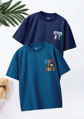 CODEZ Boys Pack Of 2 Oversize Drop Shoulder Printed Tshirts