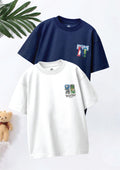 CODEZ Boys Pack Of 2 Oversize Drop Shoulder Printed Tshirts