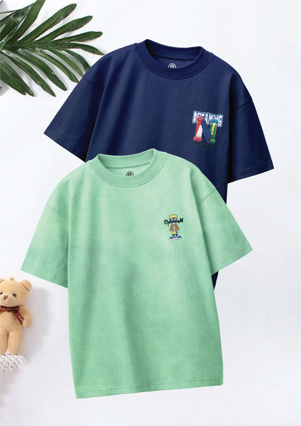 CODEZ Boys Pack Of 2 Oversize Drop Shoulder Printed Tshirts