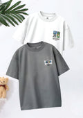 CODEZ Boys Pack Of 2 Oversize Drop Shoulder Printed Tshirts