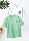 CODEZ Boys Pack Of 2 Oversize Drop Shoulder Printed Tshirts