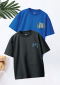 CODEZ Boys Pack Of 2 Oversize Drop Shoulder Printed Tshirts