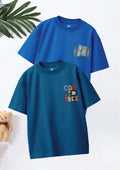 CODEZ Boys Pack Of 2 Oversize Drop Shoulder Printed Tshirts