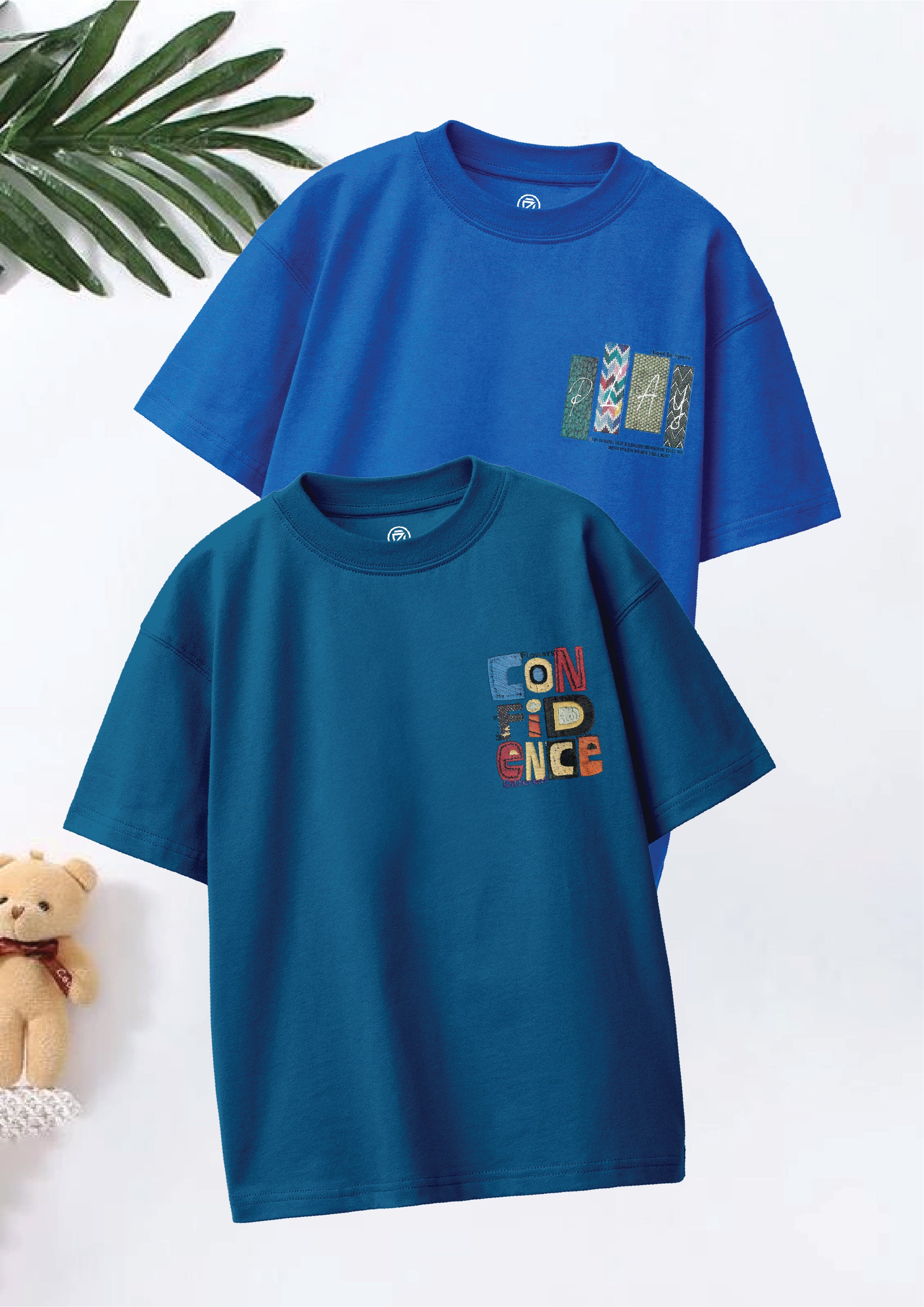CODEZ Boys Pack Of 2 Oversize Drop Shoulder Printed Tshirts