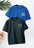 CODEZ Boys Pack Of 2 Oversize Drop Shoulder Printed Tshirts
