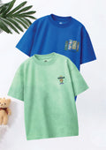 CODEZ Boys Pack Of 2 Oversize Drop Shoulder Printed Tshirts
