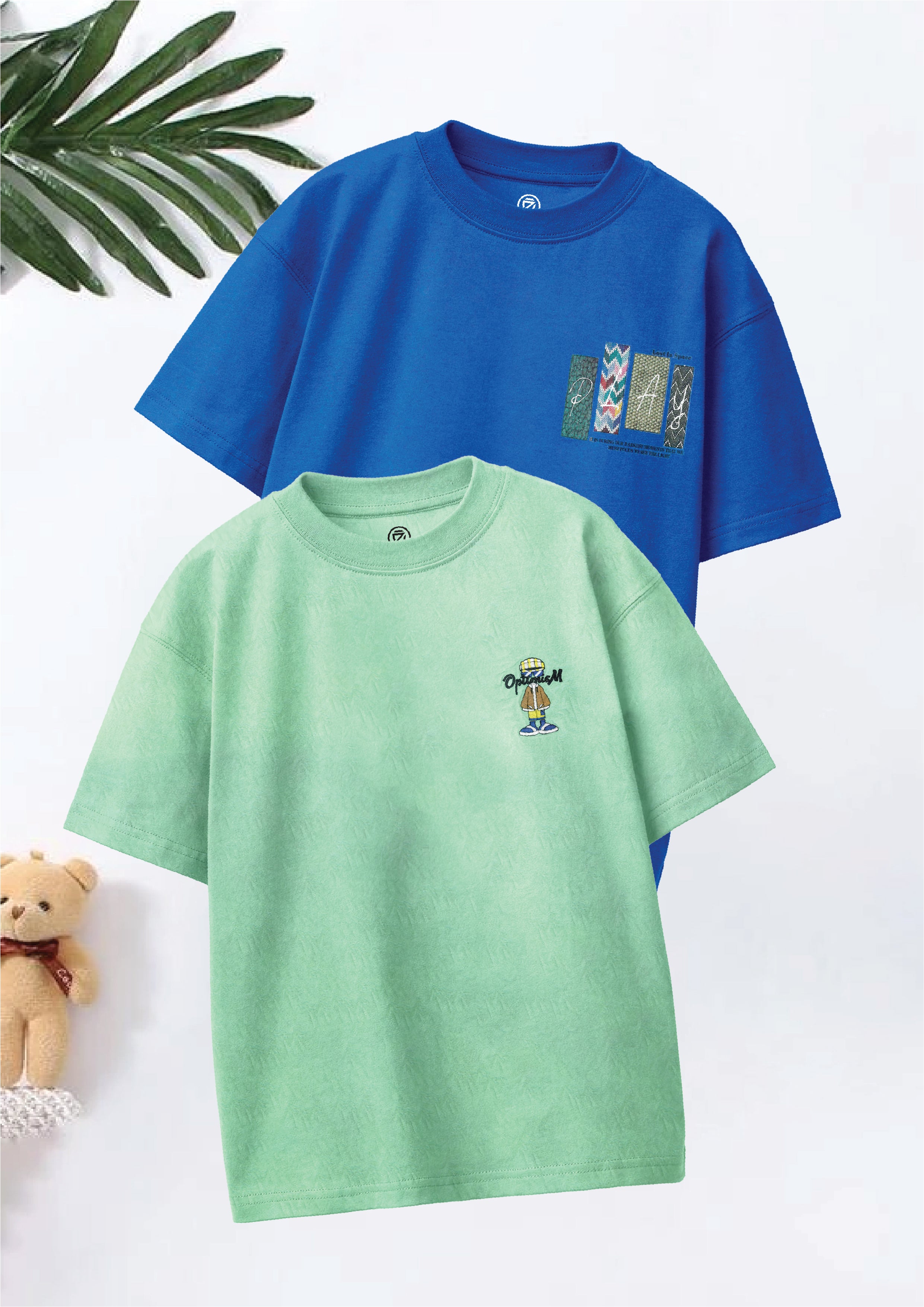 CODEZ Boys Pack Of 2 Oversize Drop Shoulder Printed Tshirts