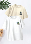 CODEZ Boys Pack Of 2 Oversize Drop Shoulder Printed Tshirts