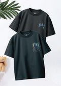 CODEZ Boys Pack Of 2 Oversize Drop Shoulder Printed Tshirts
