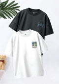 CODEZ Boys Pack Of 2 Oversize Drop Shoulder Printed Tshirts