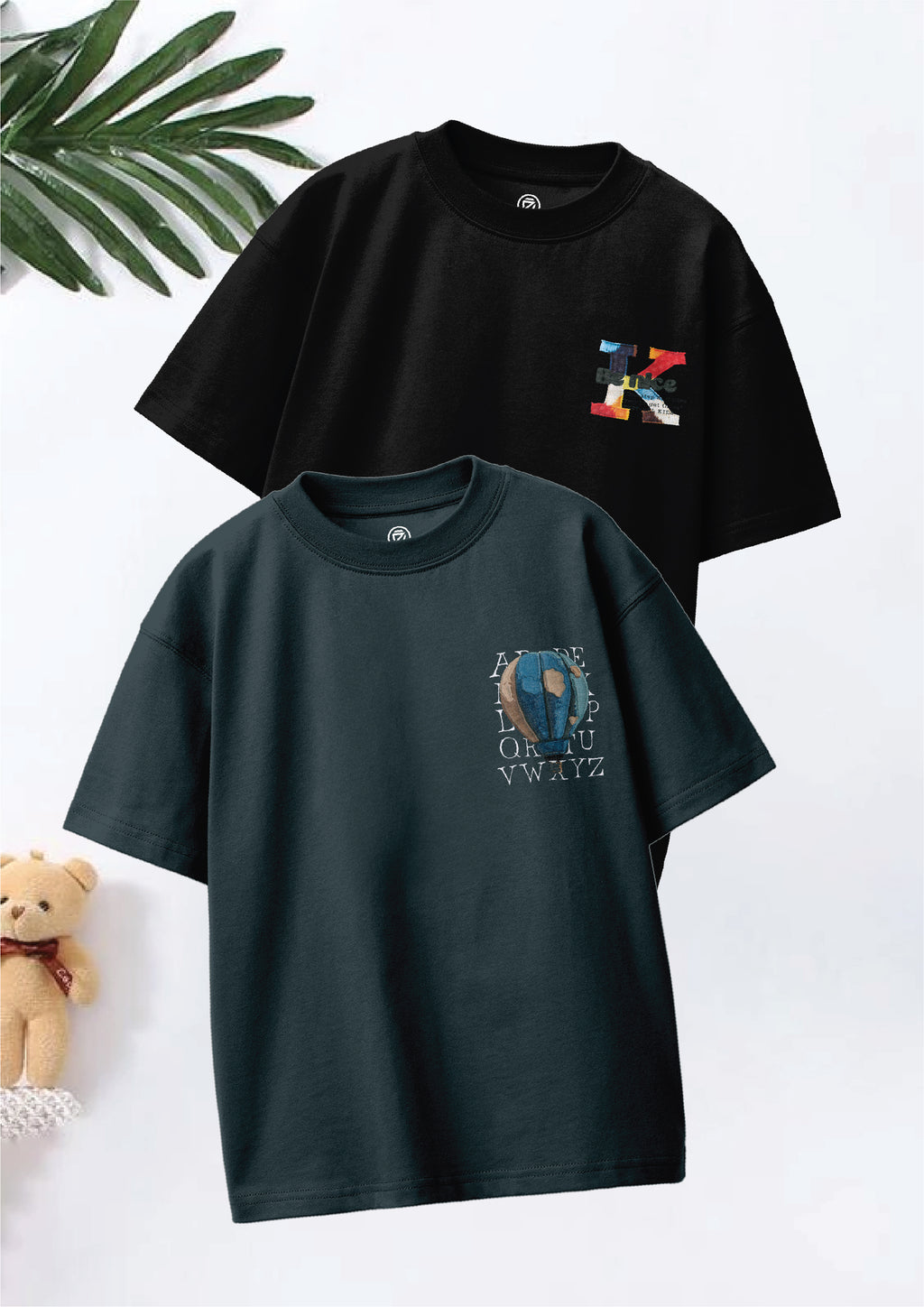 CODEZ Boys Pack Of 2 Oversize Drop Shoulder Printed Tshirts