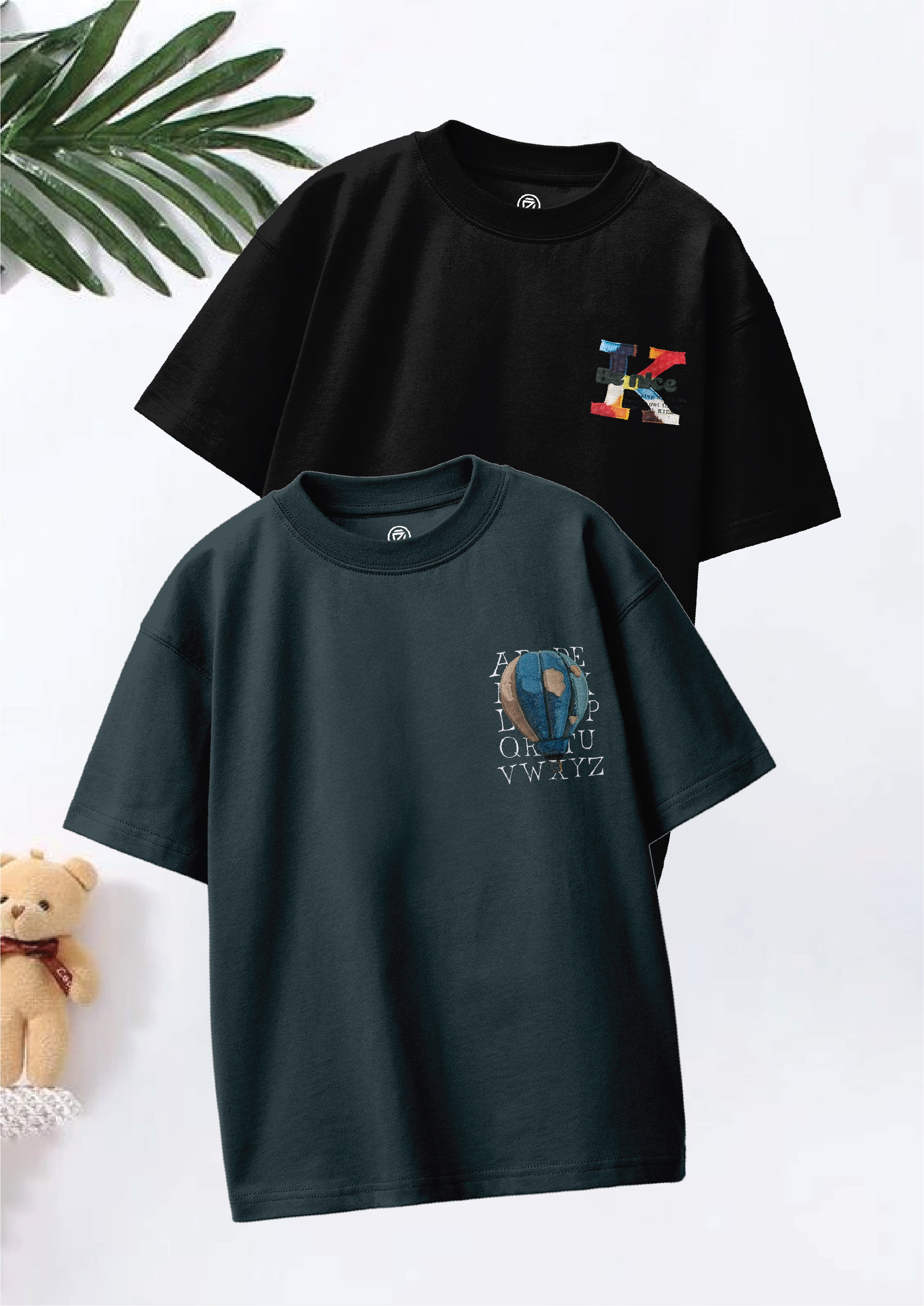 CODEZ Boys Pack Of 2 Oversize Drop Shoulder Printed Tshirts