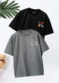 CODEZ Boys Pack Of 2 Oversize Drop Shoulder Printed Tshirts