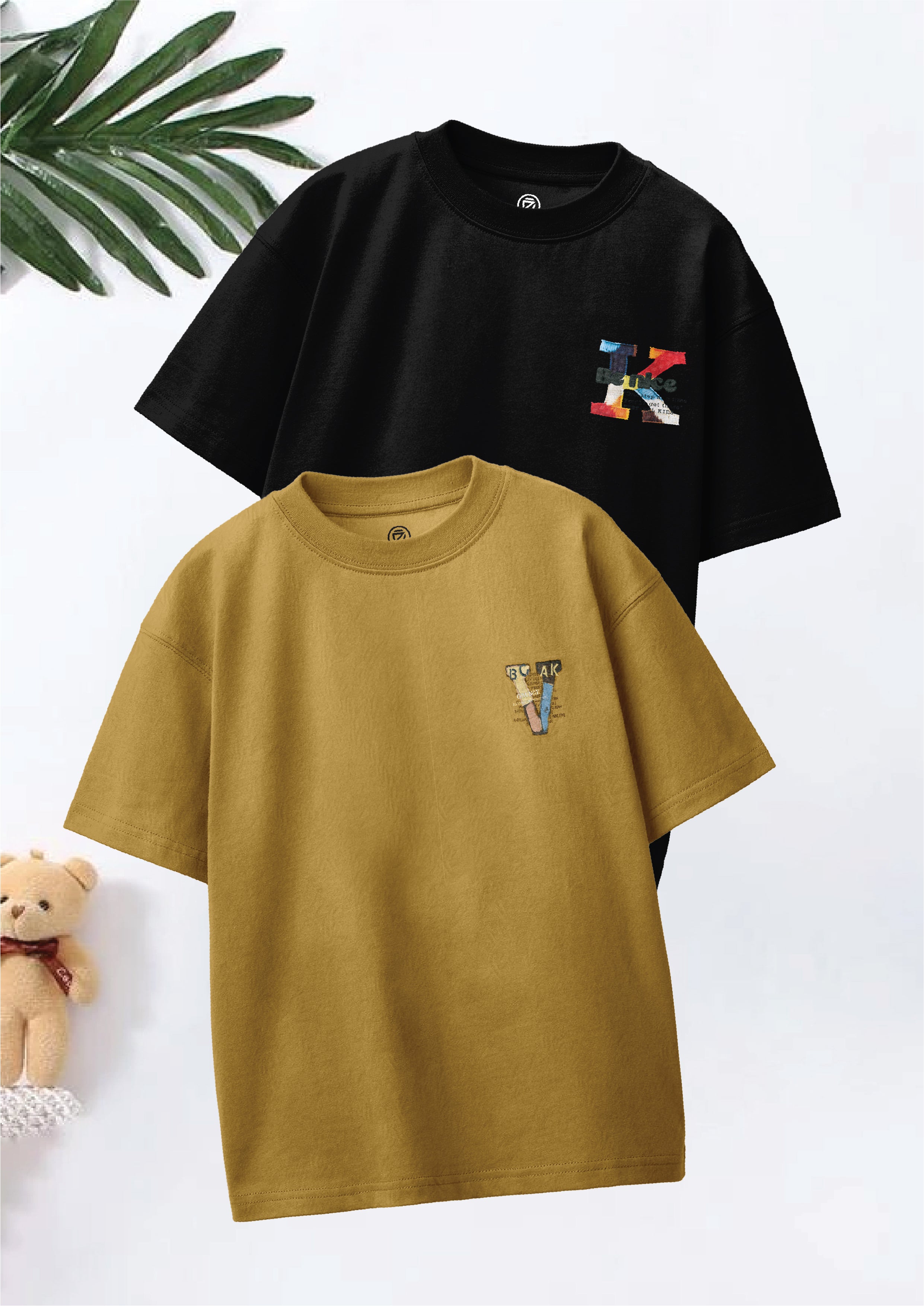 CODEZ Boys Pack Of 2 Oversize Drop Shoulder Printed Tshirts