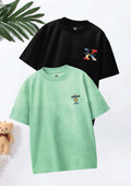 CODEZ Boys Pack Of 2 Oversize Drop Shoulder Printed Tshirts