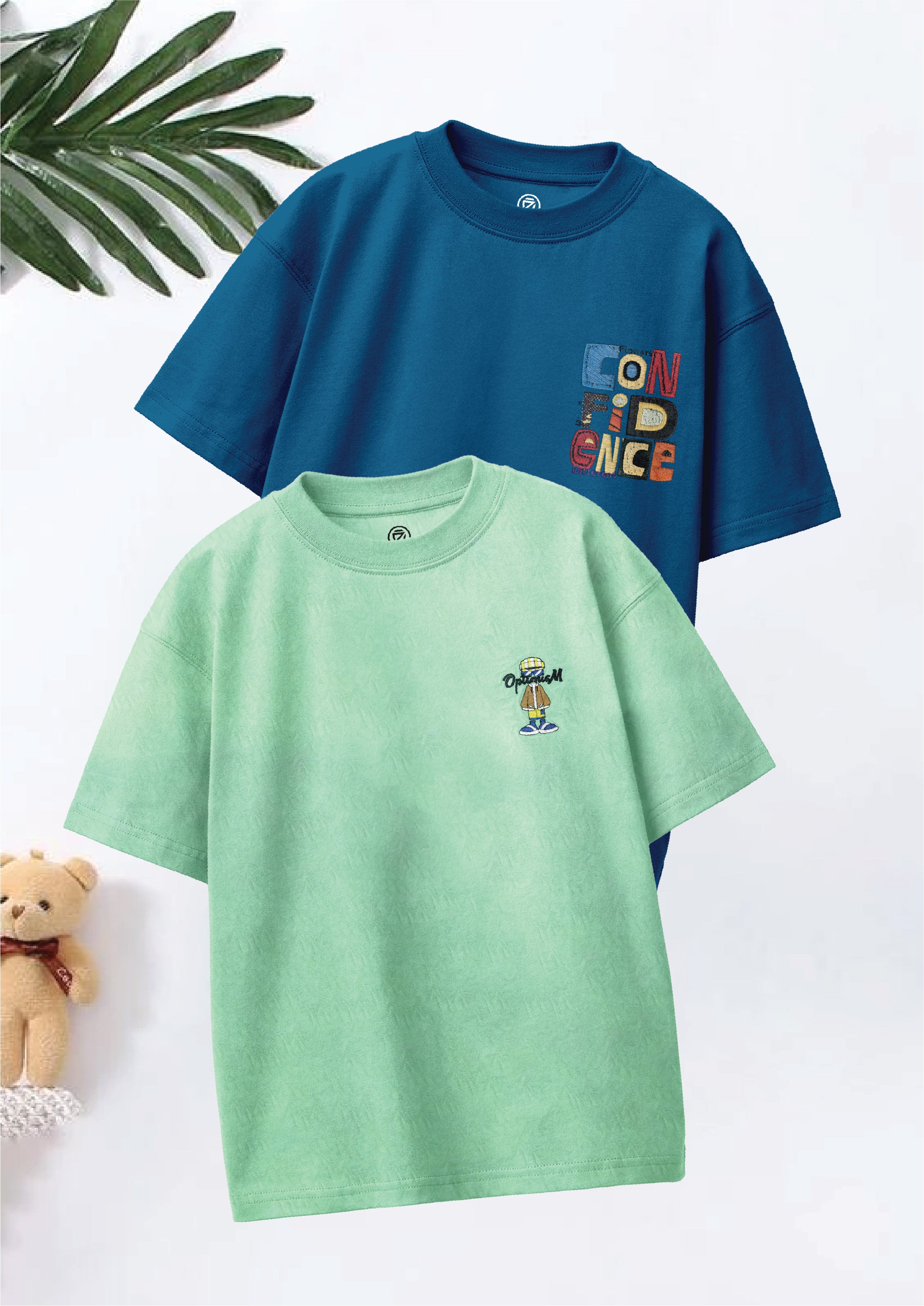 CODEZ Boys Pack Of 2 Oversize Drop Shoulder Printed Tshirts