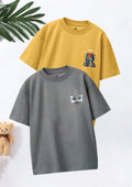 CODEZ Boys Pack Of 2 Oversize Drop Shoulder Printed Tshirts