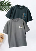 CODEZ Boys Pack Of 2 Oversize Drop Shoulder Printed Tshirts