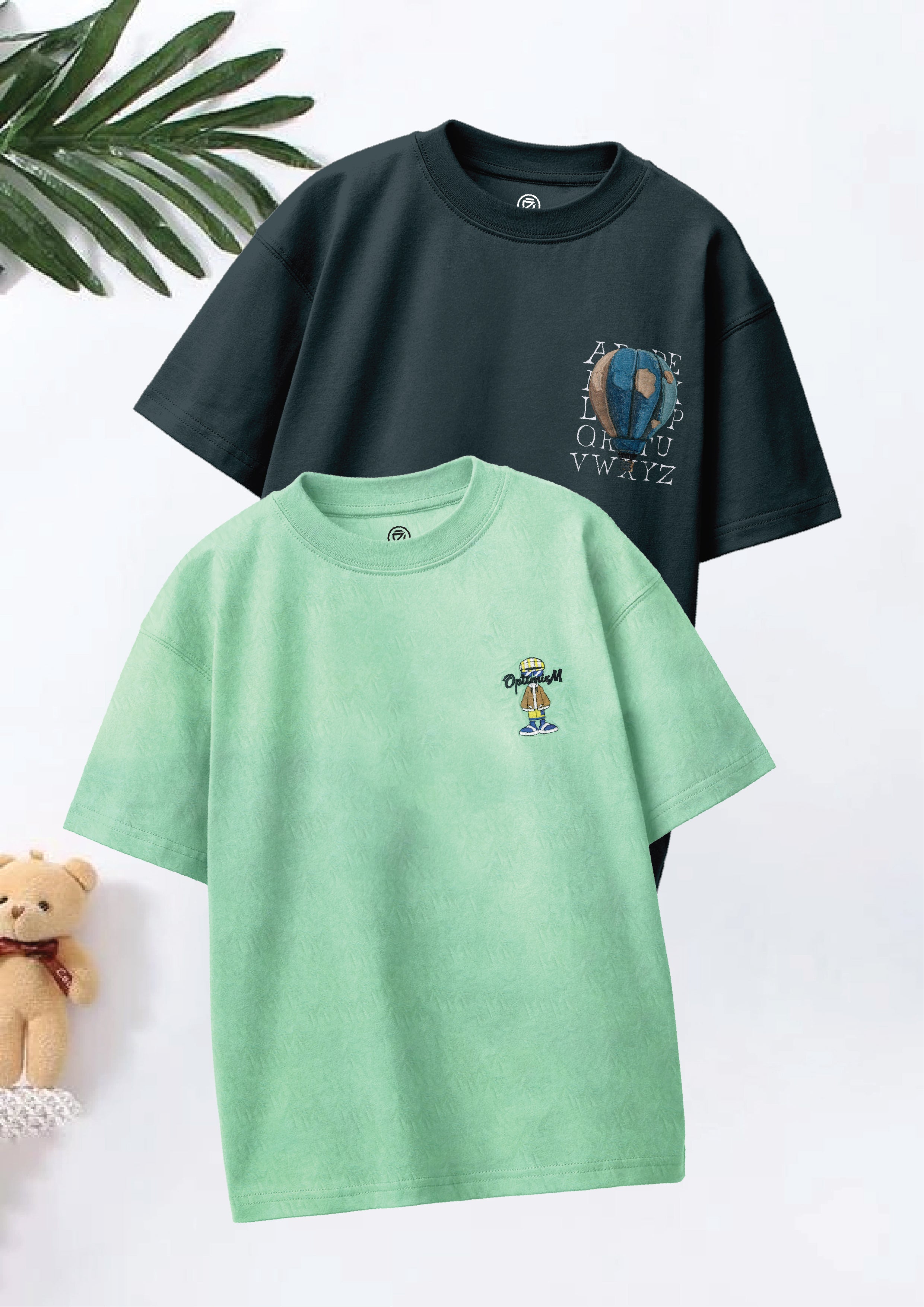 CODEZ Boys Pack Of 2 Oversize Drop Shoulder Printed Tshirts