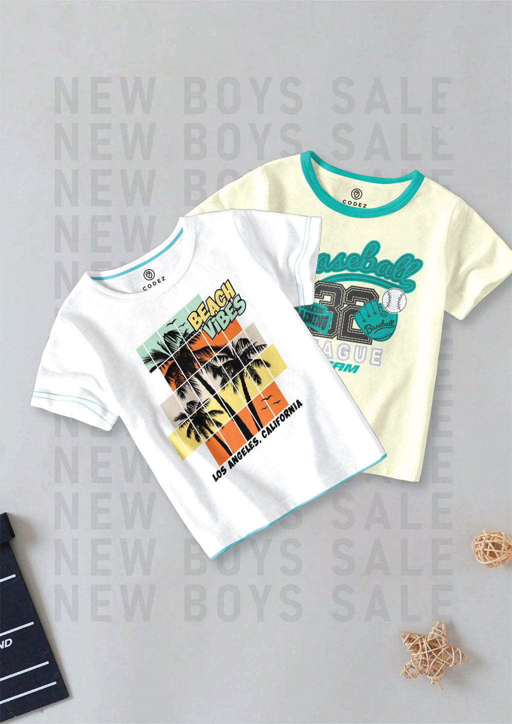 CODEZ Boys Pack Of 2 Round Neck Printed Tshirts
