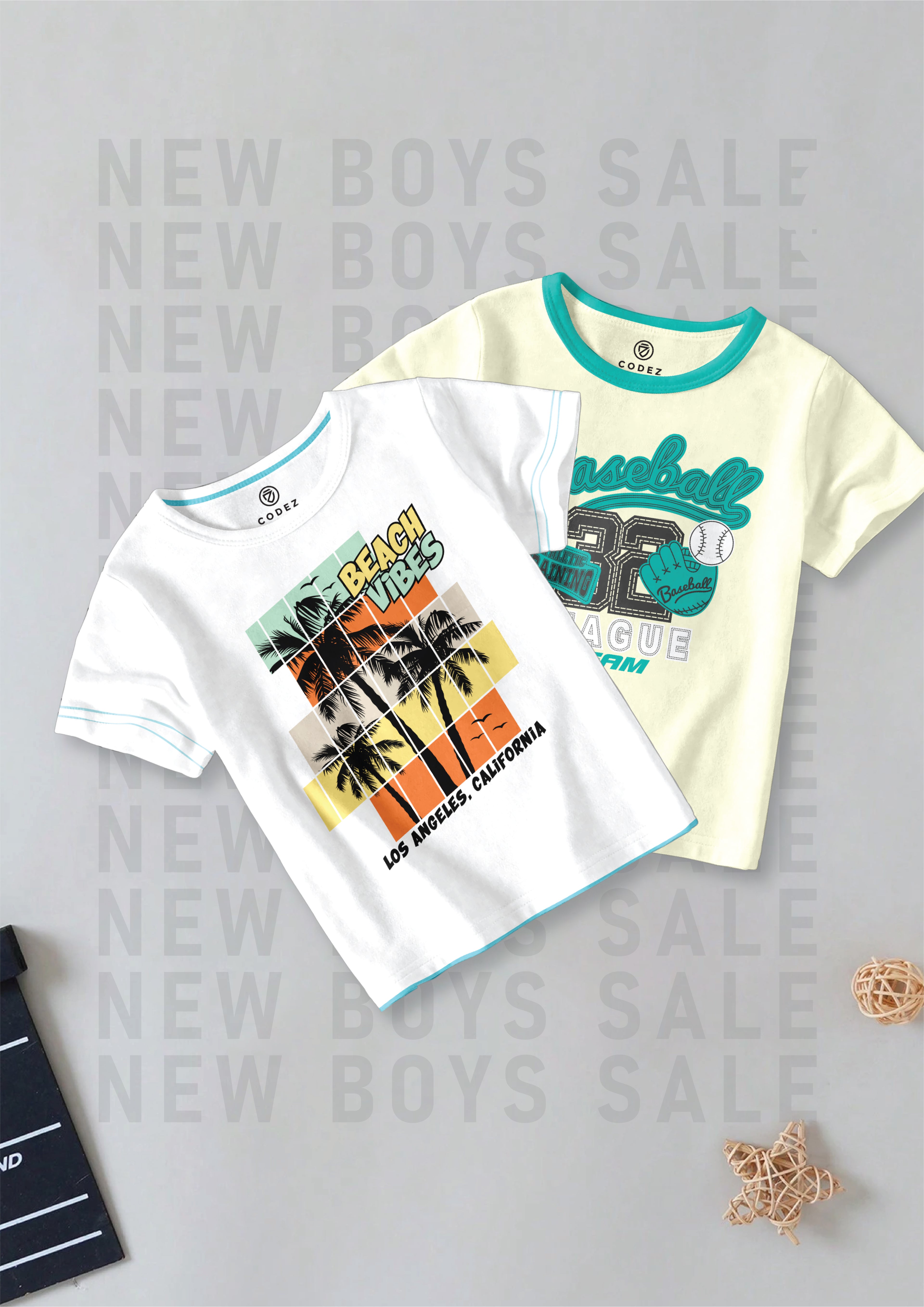 CODEZ Boys Pack Of 2 Round Neck Printed Tshirts