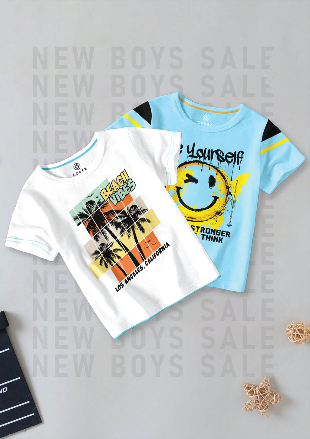 CODEZ Boys Pack Of 2 Round Neck Printed Tshirts