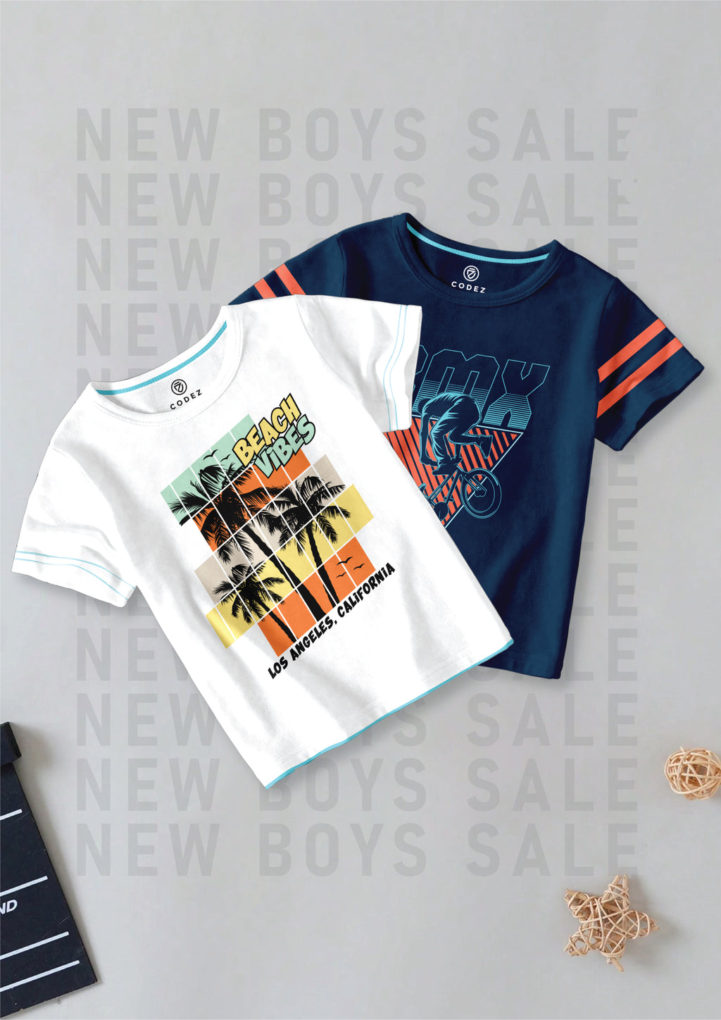 CODEZ Boys Pack Of 2 Round Neck Printed Tshirts