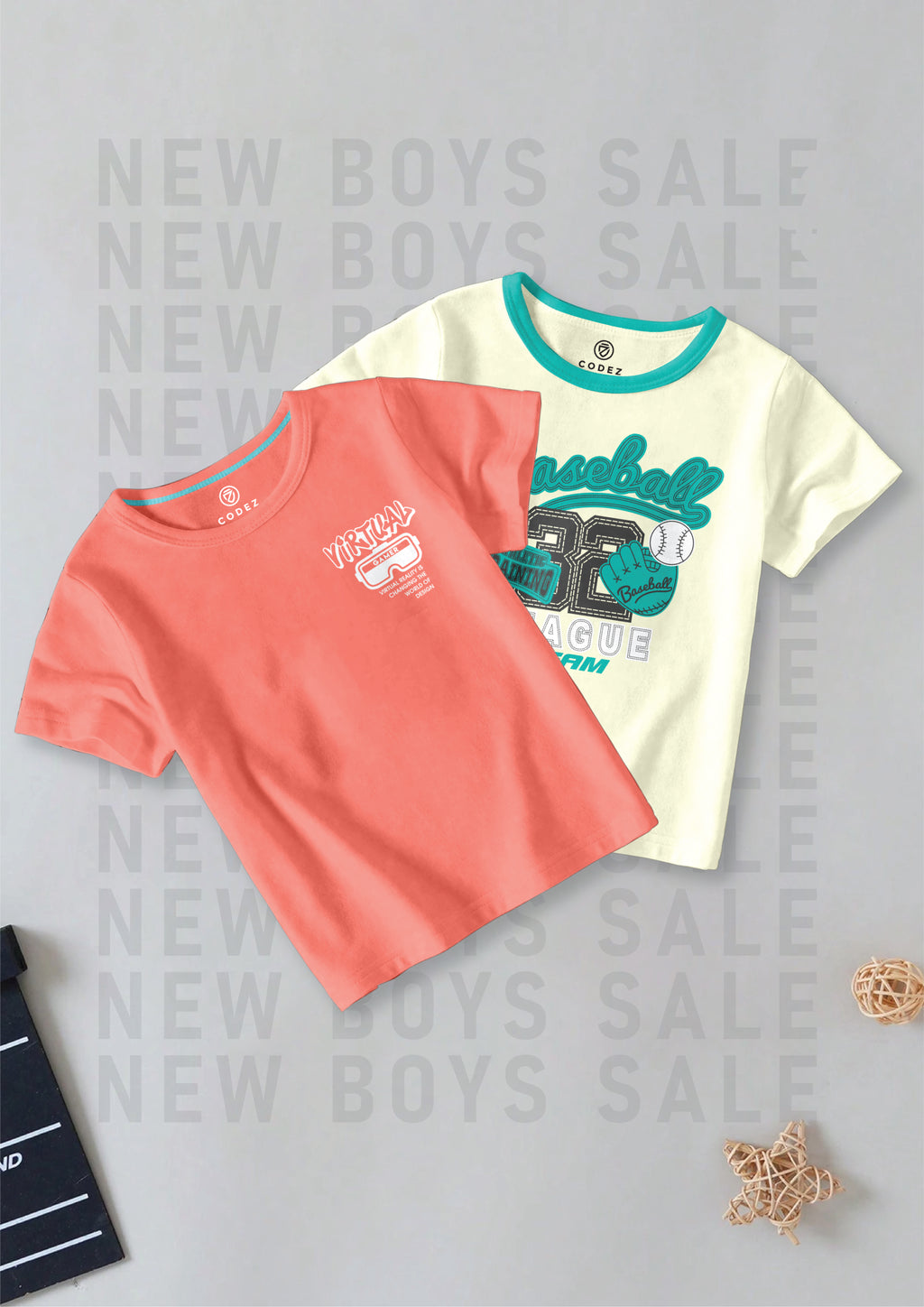 CODEZ Boys Pack Of 2 Round Neck Printed Tshirts