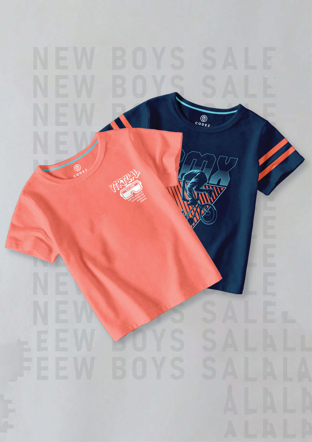 CODEZ Boys Pack Of 2 Round Neck Printed Tshirts