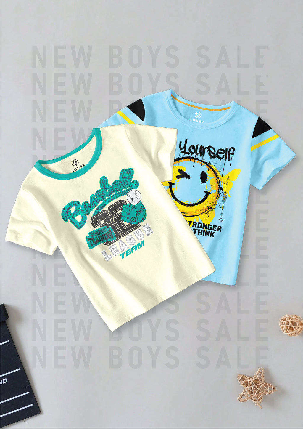 CODEZ Boys Pack Of 2 Round Neck Printed Tshirts