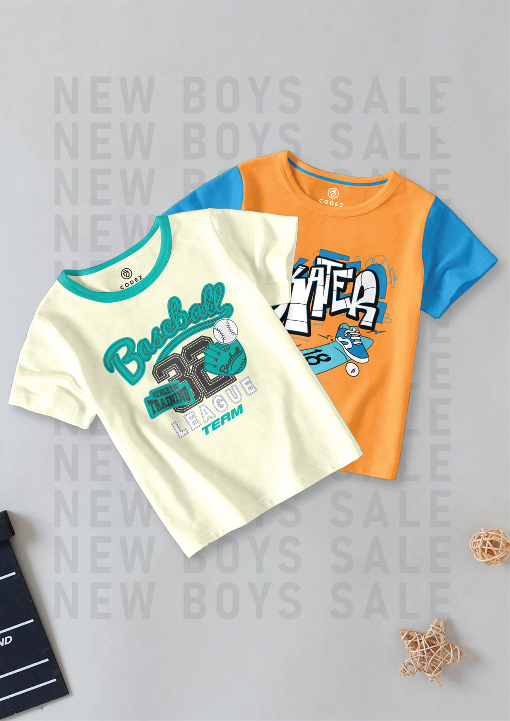 CODEZ Boys Pack Of 2 Round Neck Printed Tshirts